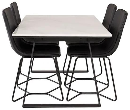 Estelle X-chair stolová súprava mramor biela/čierna ekokoža