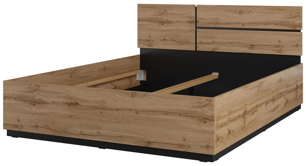 Manželská posteľ 160 cm Crossroad S31 (dub wotan + čierna). Akcia -19%. Vlastná spoľahlivá doprava až k Vám domov. 1118256