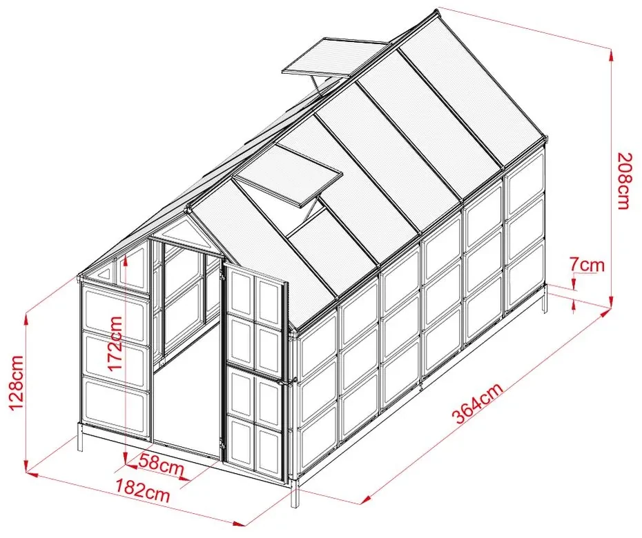 Záhradný polykarbonátový skleník CRAFTFIELD 3,64 m
