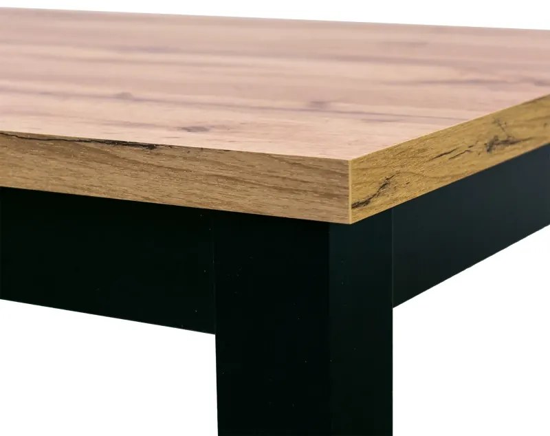 Rozkladací jedálenský stôl COBALT 120x80 + 40 - dub wotan/čierna