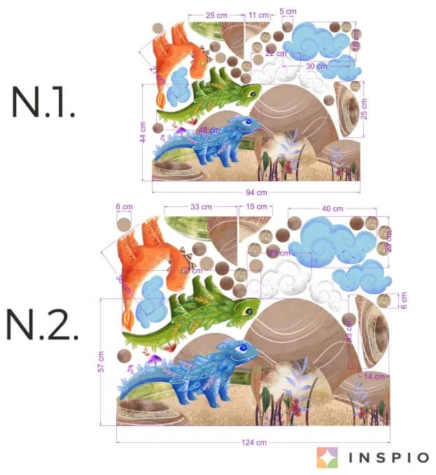 Nálepka na stenu - Dráčiky na kopcoch
