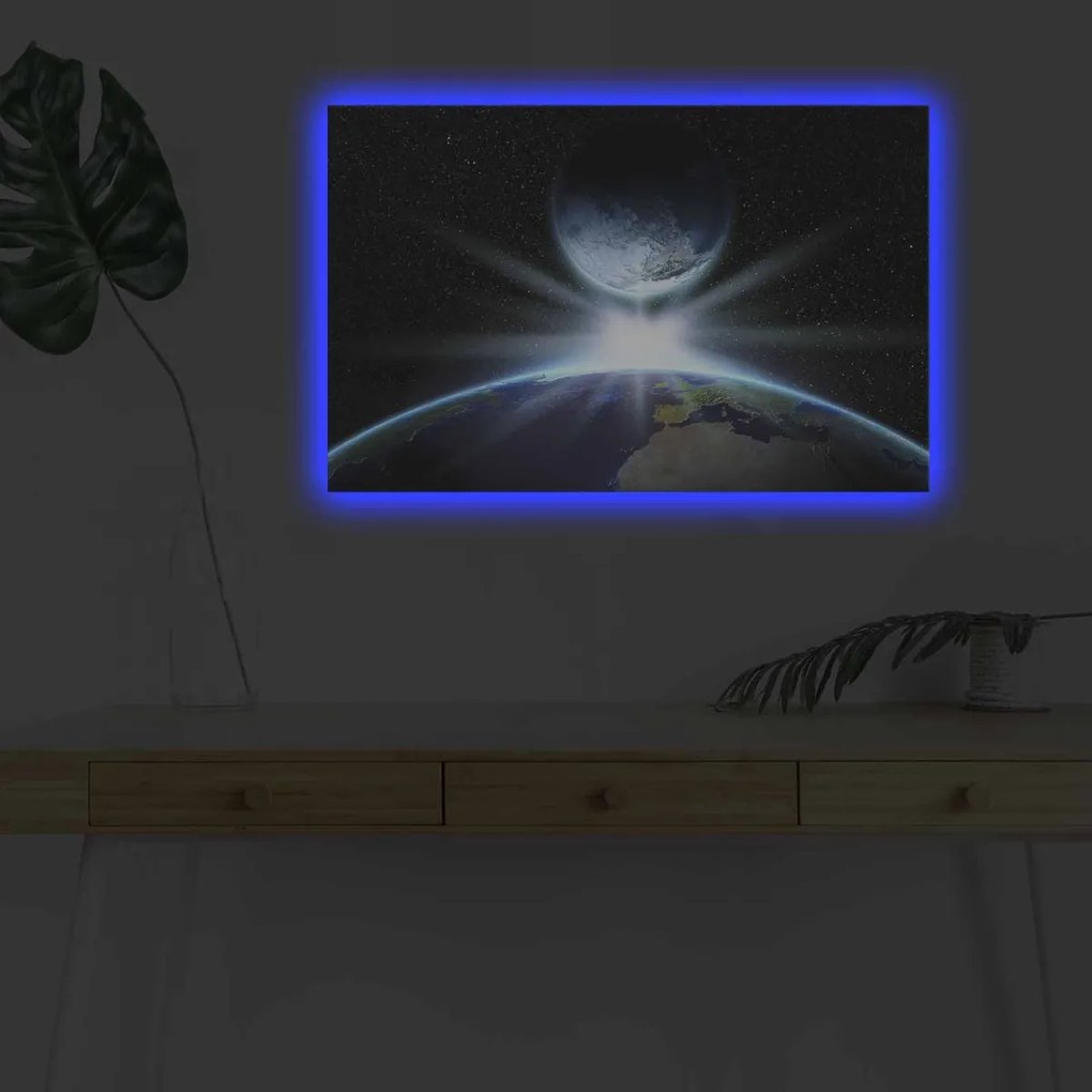 Obraz s LED osvetlením STRETNUTIE ZEME A MESIACA 45 x 70 cm