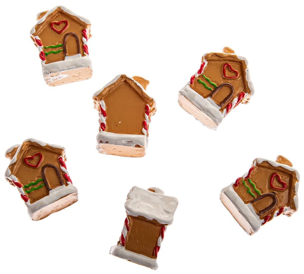 Súprava vianočných ozdôb Domček, 6 ks, polyresin