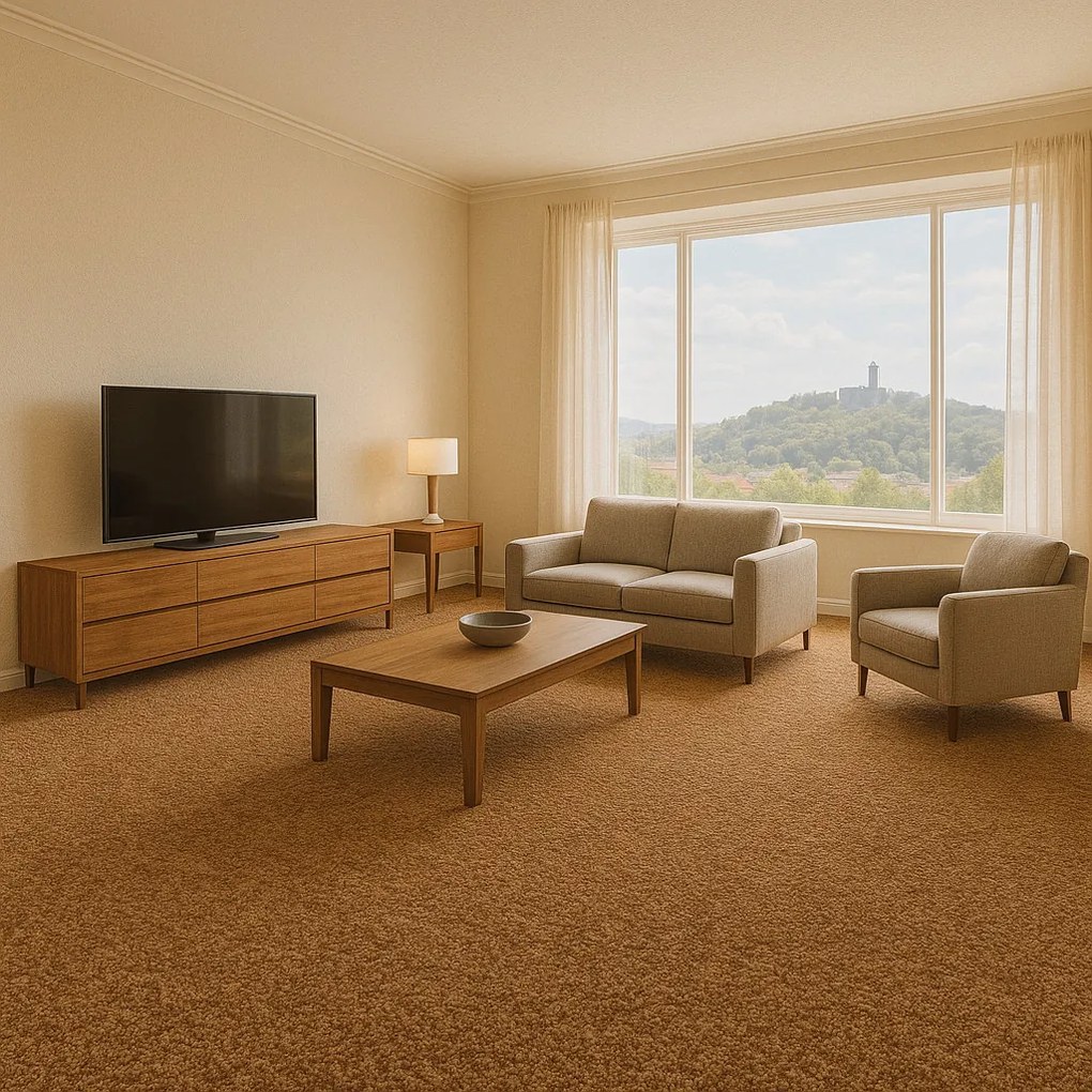 AKCIA: 133x182 cm Metrážny koberec Capri medený - neúčtujeme odrezky z role, šíře, hnedá, ab (mriežka), chodba / predsieň, Vopi