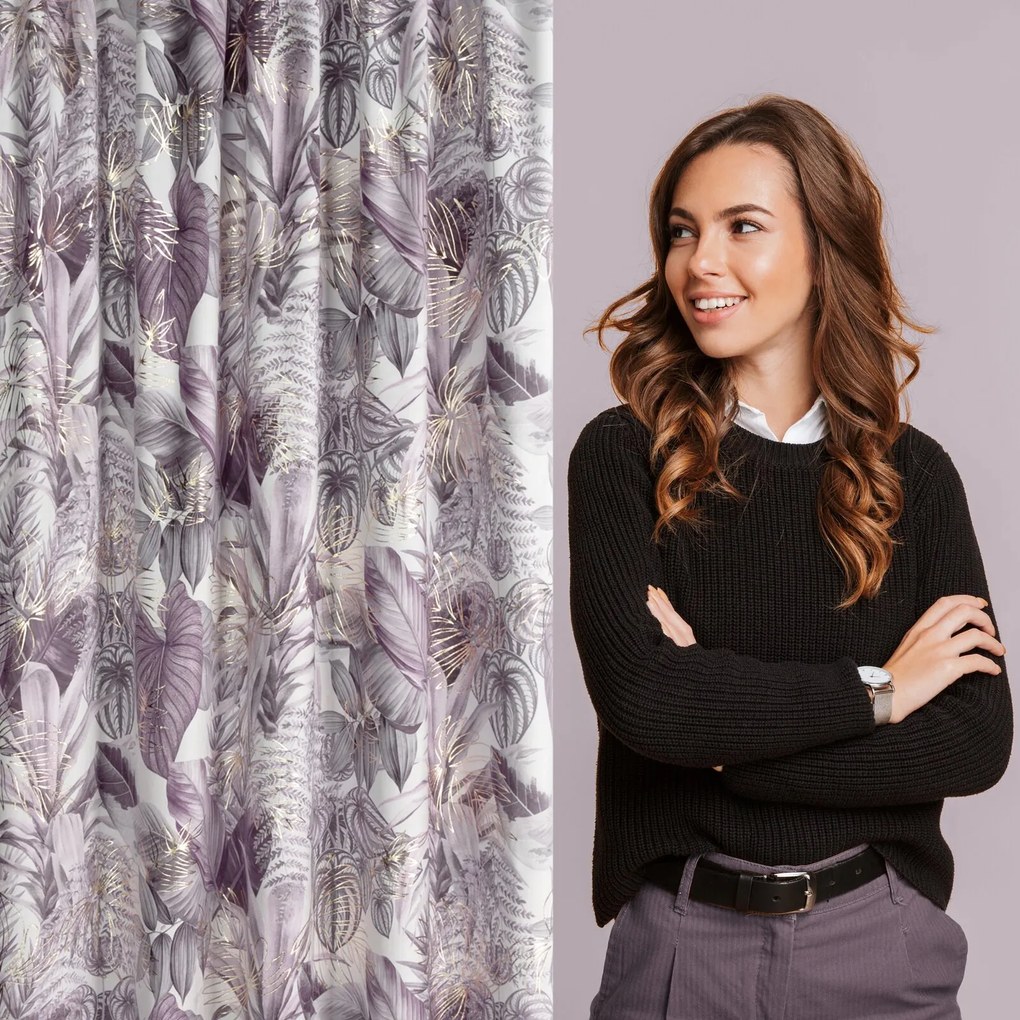 ZATEMŇOVACÍ ZÁVES NA PÁSKE DAVOS2 140X270 CM LISTY