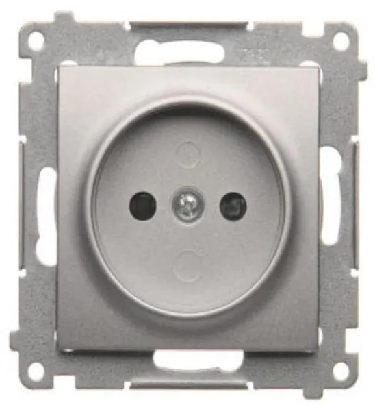 DG1Z/43 Zásuvka bez uzemnenia jednotlivý strieborný mat