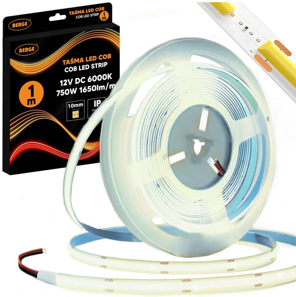 BERGE LED pásik COB Neon 12V - 528D - 15W/m - IP20 - 1650lm - 1m - studená farba