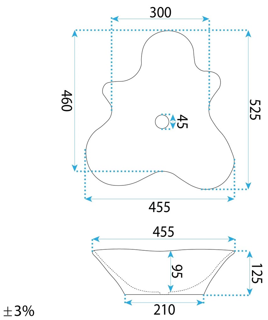 Rea Izolda, umývadlo na dosku 530x460x120 mm, biela lesklá, REA-U6365