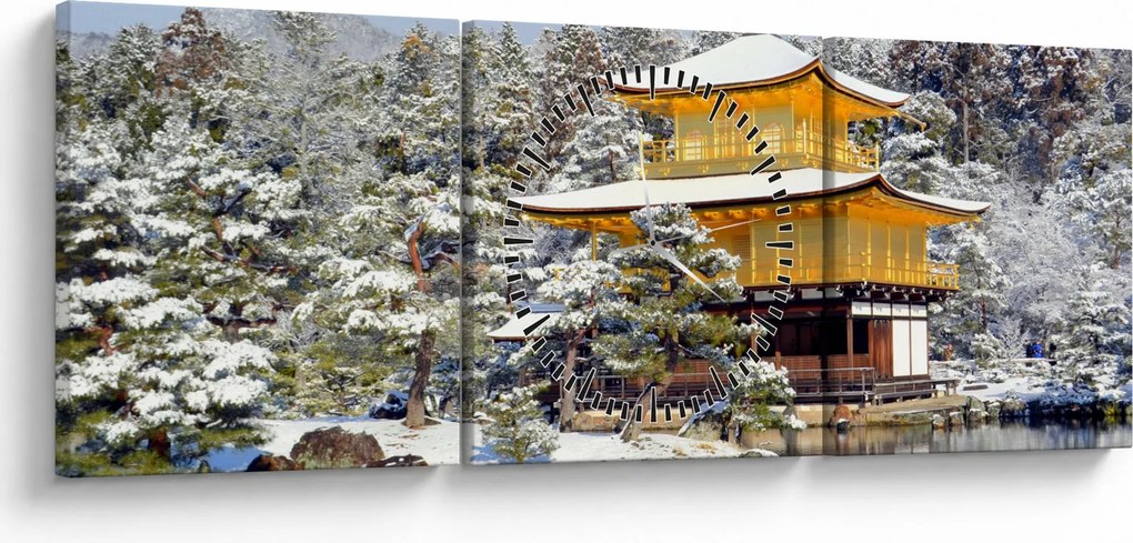 Obraz - Kinkakudži, Japonsko (s hodinami) (90x30 cm)