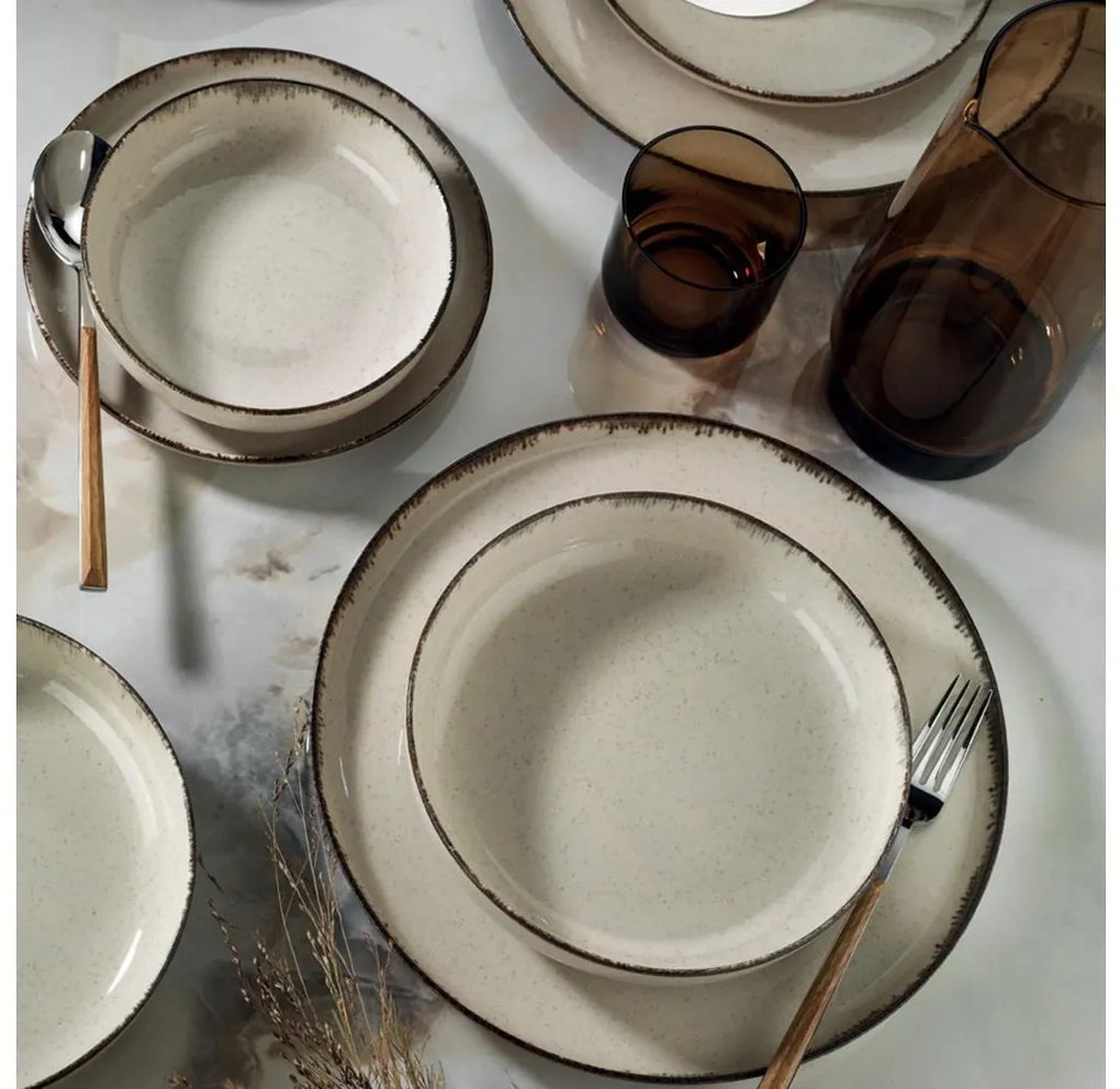 Jedálenská sada 18 ks béžová/porcelán