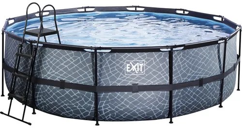 Nadzemný bazén rámový EXIT Stone Pool ø450 x 122 cm design kameň s pieskovou filtráciou a rebríkom
