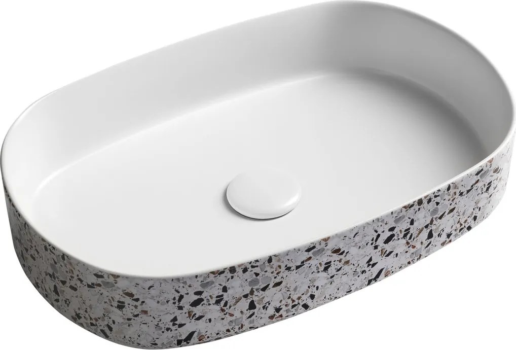 Isvea Isvea, INFINITY OVAL keramické umývadlo na dosku, 55x36cm, terrazzo, 10NF65055-2L-TRZ