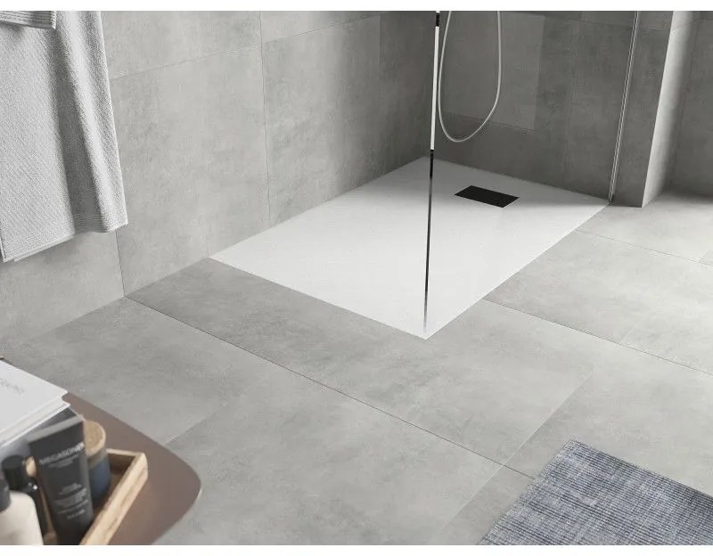 Mexen Hugo, obdĺžniková sprchová vanička SMC 120 x 90 cm, biela, čierna krytka, 42109012-B