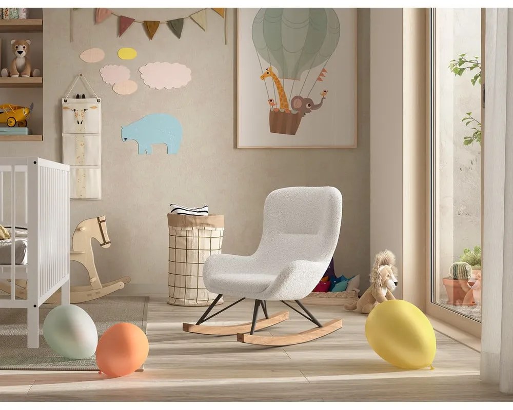 Biele hojdacie detské kresielko z textílie buklé ROCKY – Vipack