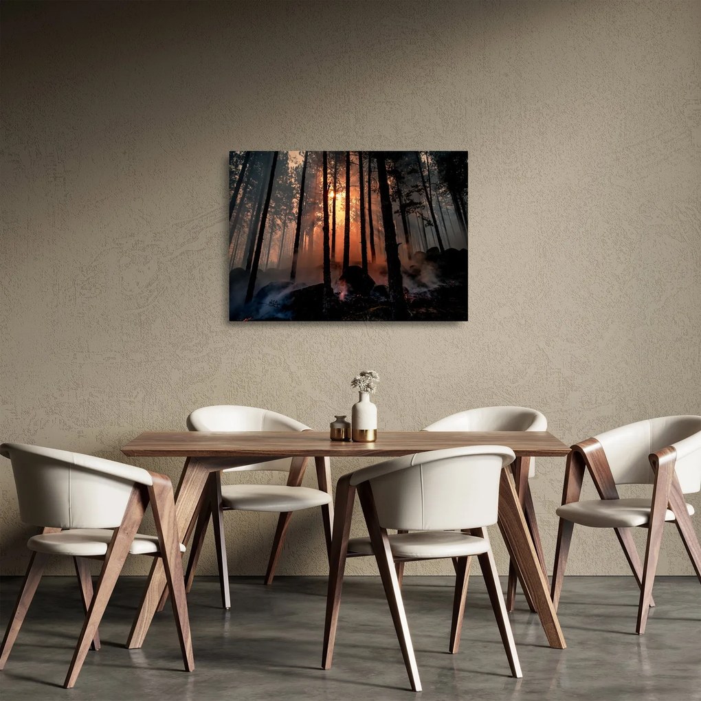 Sklenený obraz temného lesa (70x50 cm)