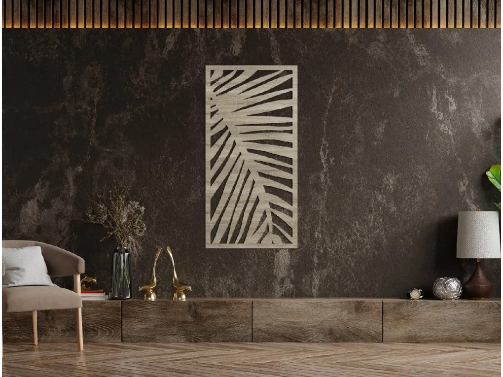 drevko Moderný obraz Palmový list Rozmer obrazu: 44,5 x 22 cm, Farba dekorácie: Čierna