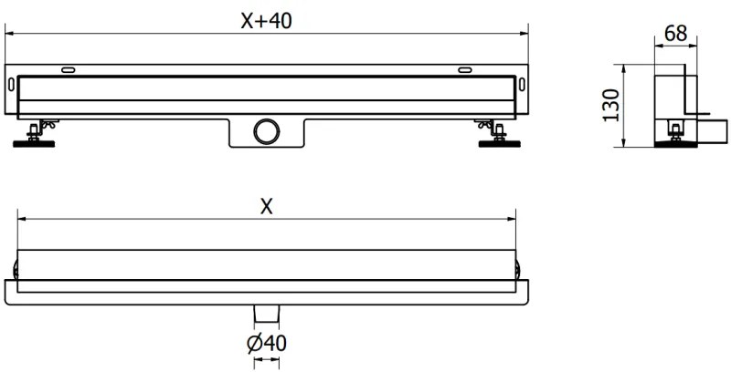 Mexen Flat nerezový sprchový žľab na stenu 70 cm vzor WALL, 1030070