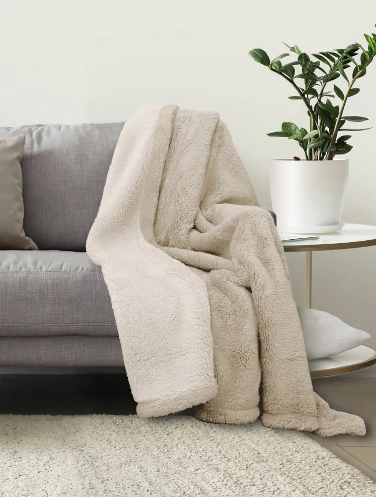 Deka Sherpa 150x200 cm, krémovo-béžová