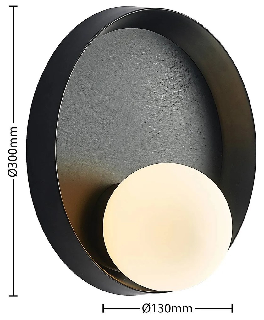 Lucande Andelina nástenné svietidlo okrúhle čierna