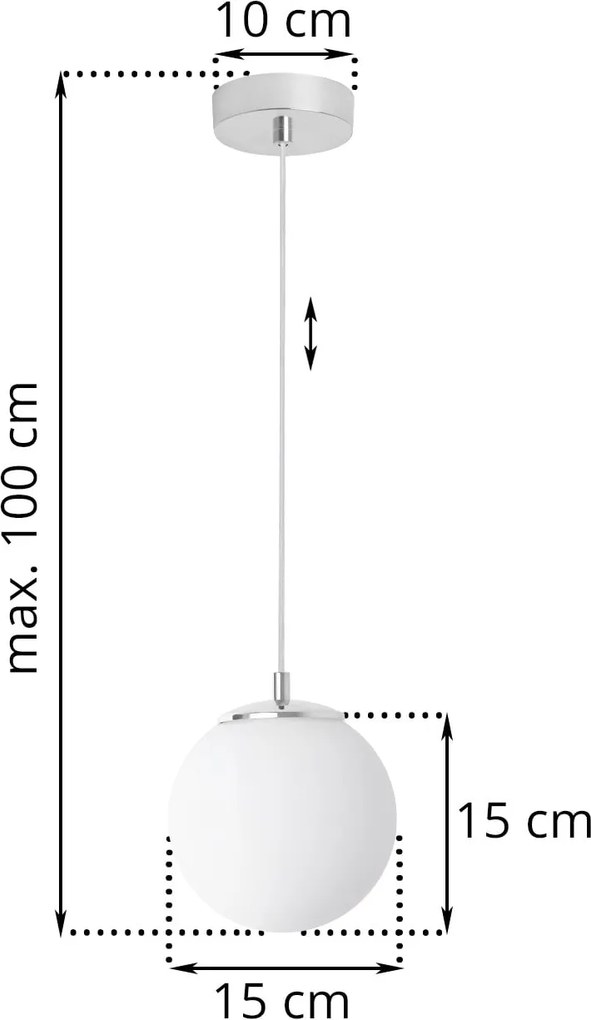 Závesné svietidlo Florence, 1x biele sklenené tienidlo, ch