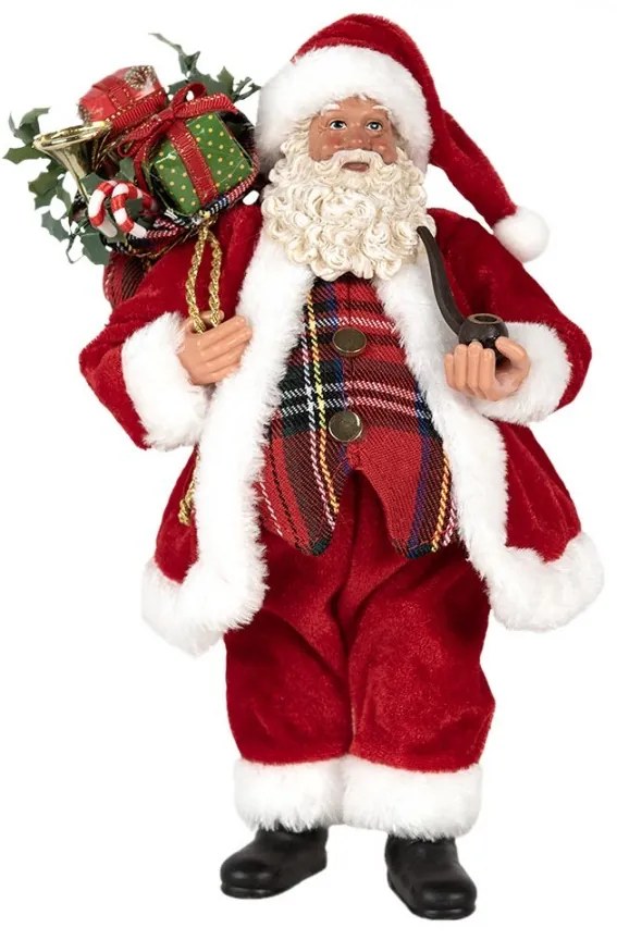 Červená vianočná dekorácia Santa s darčekmi - 16*10*27 cm