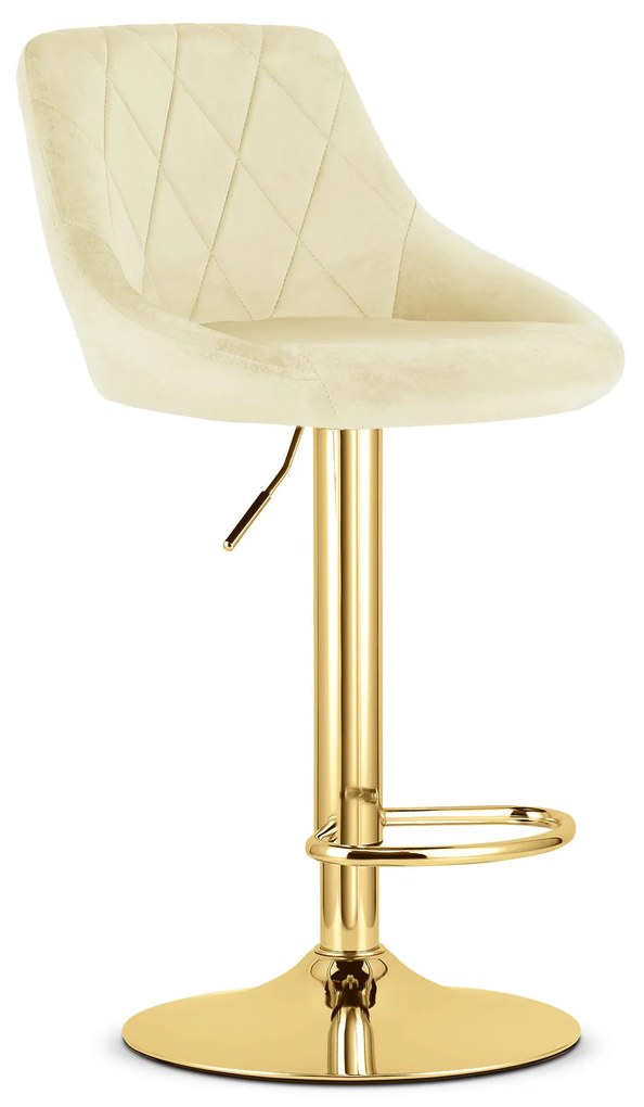 Barová stolička KAST – béžový zamat / zlatá podstava