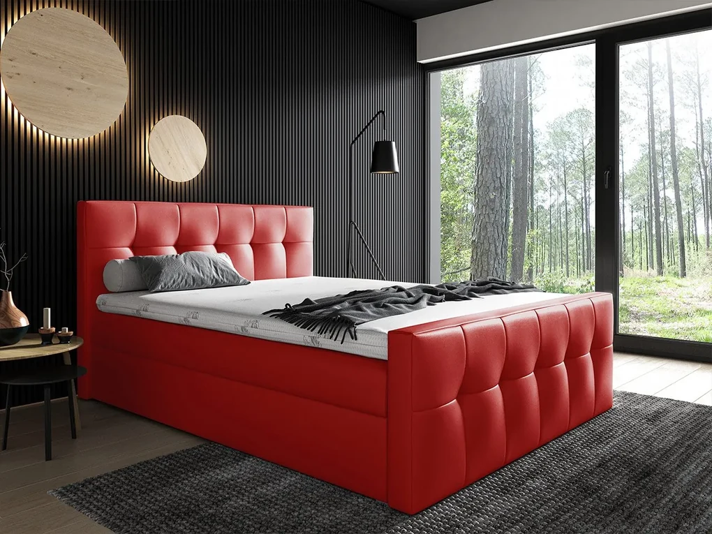 Kontinentálna posteľ Larnaka, Rozmer postele: 160x200, Dostupné poťahy: ekokoža Soft 017 (biela)
