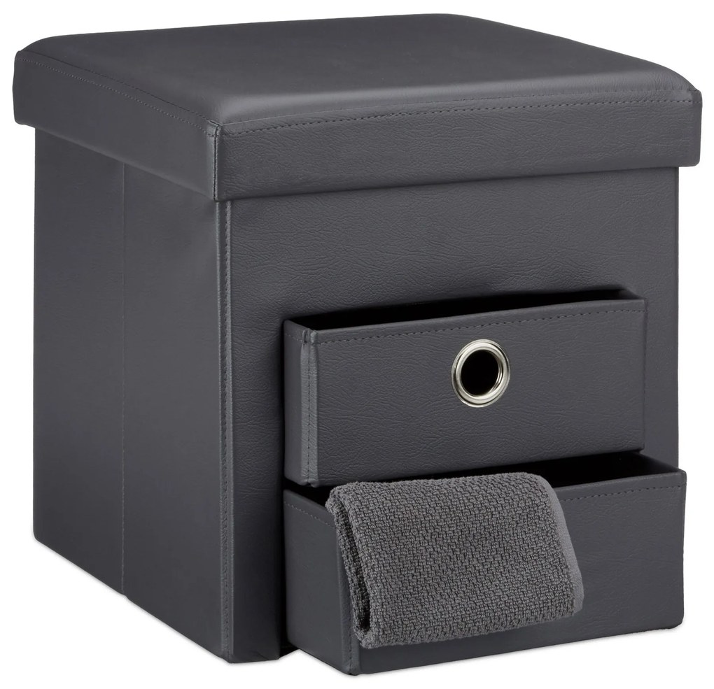 Taburetka z umelej kože s 2 priehradkami, RD20367