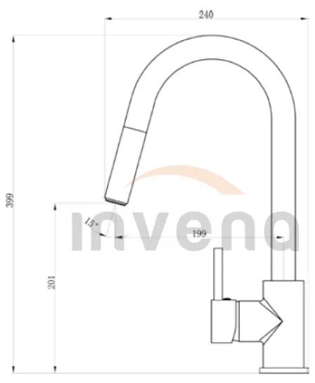 Invena Elia, stojanková drezová batéria s výsuvnou výlevkou, chrómová, INV-BZ-89-W01-C