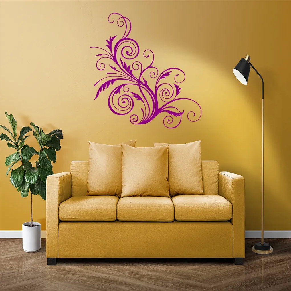 Veselá Stena Samolepka Ornament kvetina Farba: hnědá, Veľkosť: 80 x 84 cm