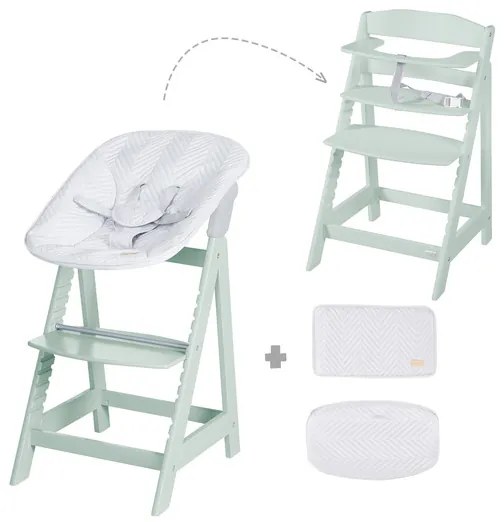 roba Detská vysoká stolička Born Up Zickzack 2 v 1 (mentolová) (100366796)