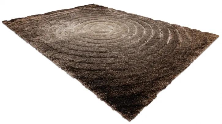 Moderný koberec FLIM 008-B7 shaggy, kruhy -hnedý