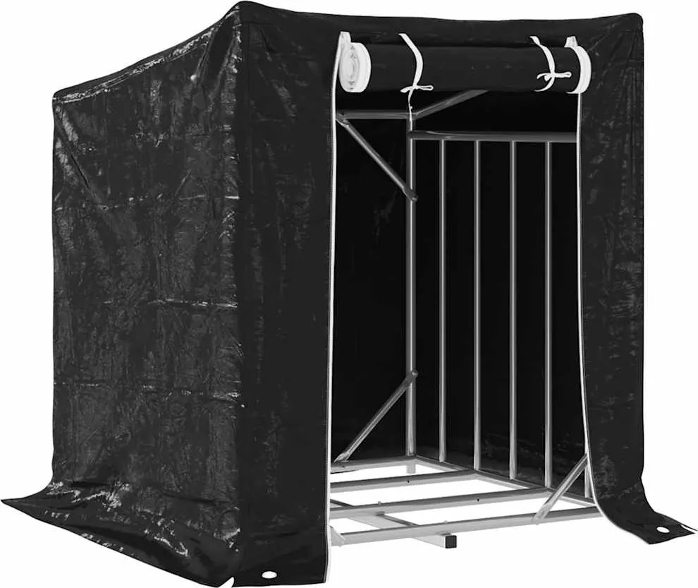 vidaXL Regál na krbové drevo s pláštenkou 100,5x100,5x110,5 cm