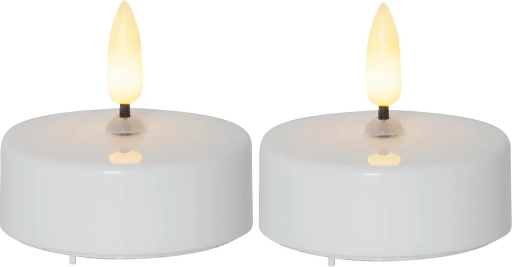 STAR TRADING Čajová LED sviečka Flamme White 5,8 cm – set 2 ks