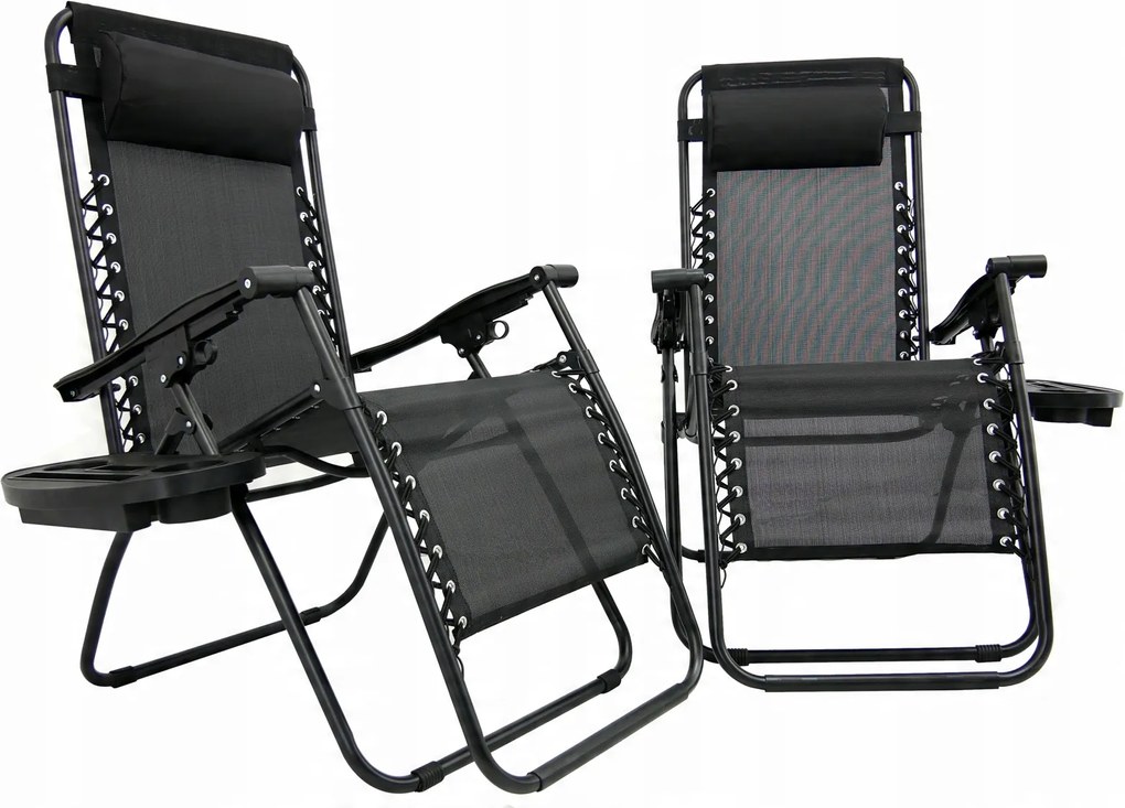 CH Záhradné skladacie relaxačné kreslo s vankúšom Zero IV - sivá