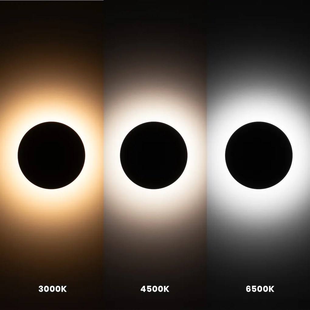 EUlight Exteriérové nástenné LED svietidlo Disk, 1x LED 18w, CCT, čierna