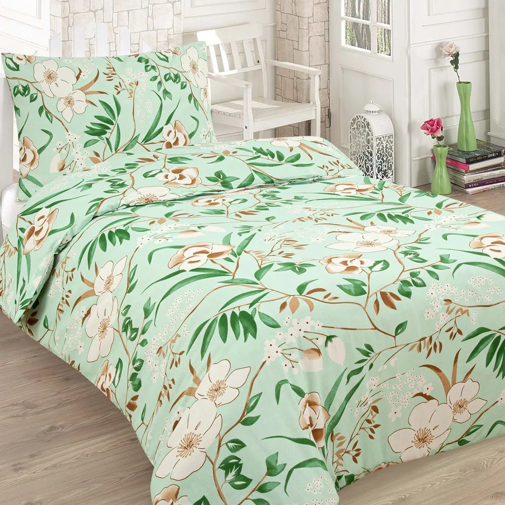Bavlnené posteľné obliečky light green 4-dielne P105