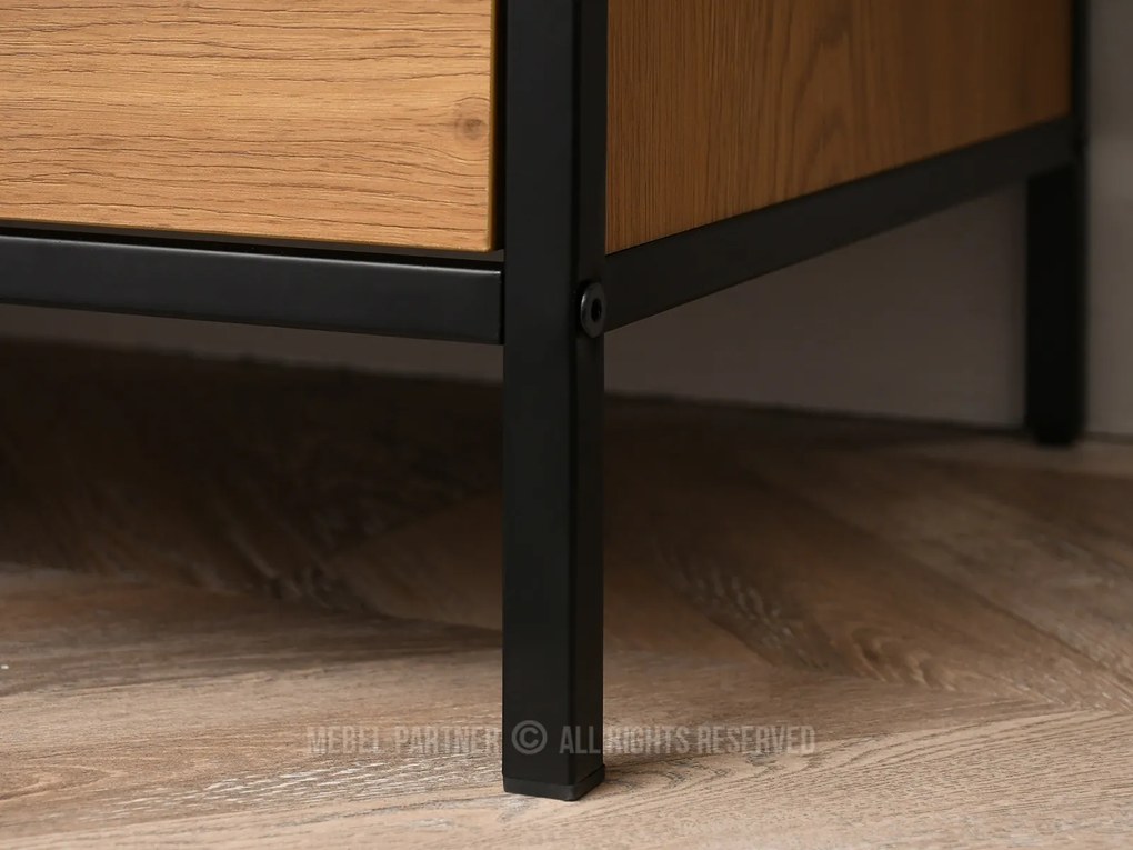 Regál Soren Reg (dub + čierna). Akcia -18%. Vlastná spoľahlivá doprava až k Vám domov. 1111379