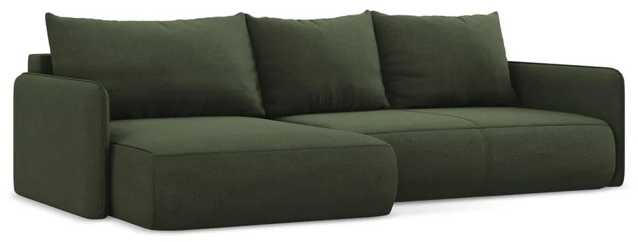 Zelená rozkladacia/s úložným priestorom rohová pohovka (ľavý roh) Nanea – Makamii