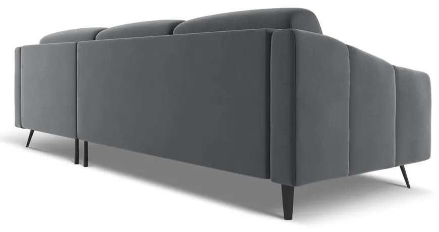 Sivá zamatová rohová pohovka (pravý roh) Nalu – Makamii