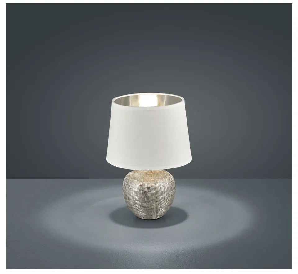 Biela stolová lampa z keramiky a tkaniny Trio Luxor, výška 26 cm