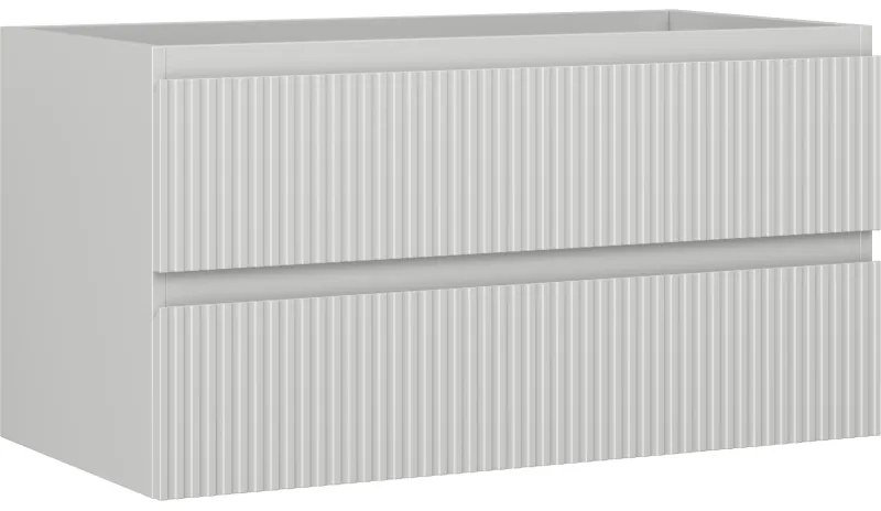 Mexen Rivel, kúpeľňová skrinka 90 cm, 2 zásuvky, drážkovaná, matná sivá, 91A20-09047-2-BFF62