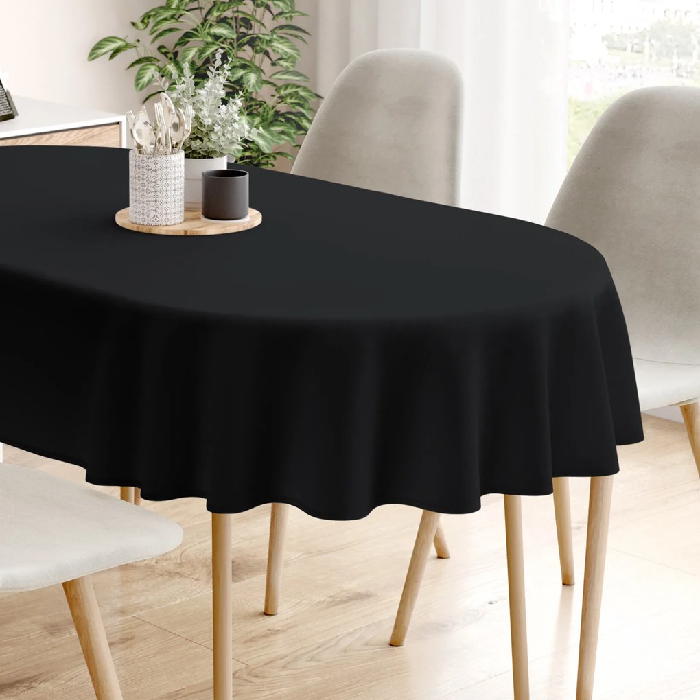 Goldea oválny obrus 100% bavlnené plátno - čierny 120 x 200 cm
