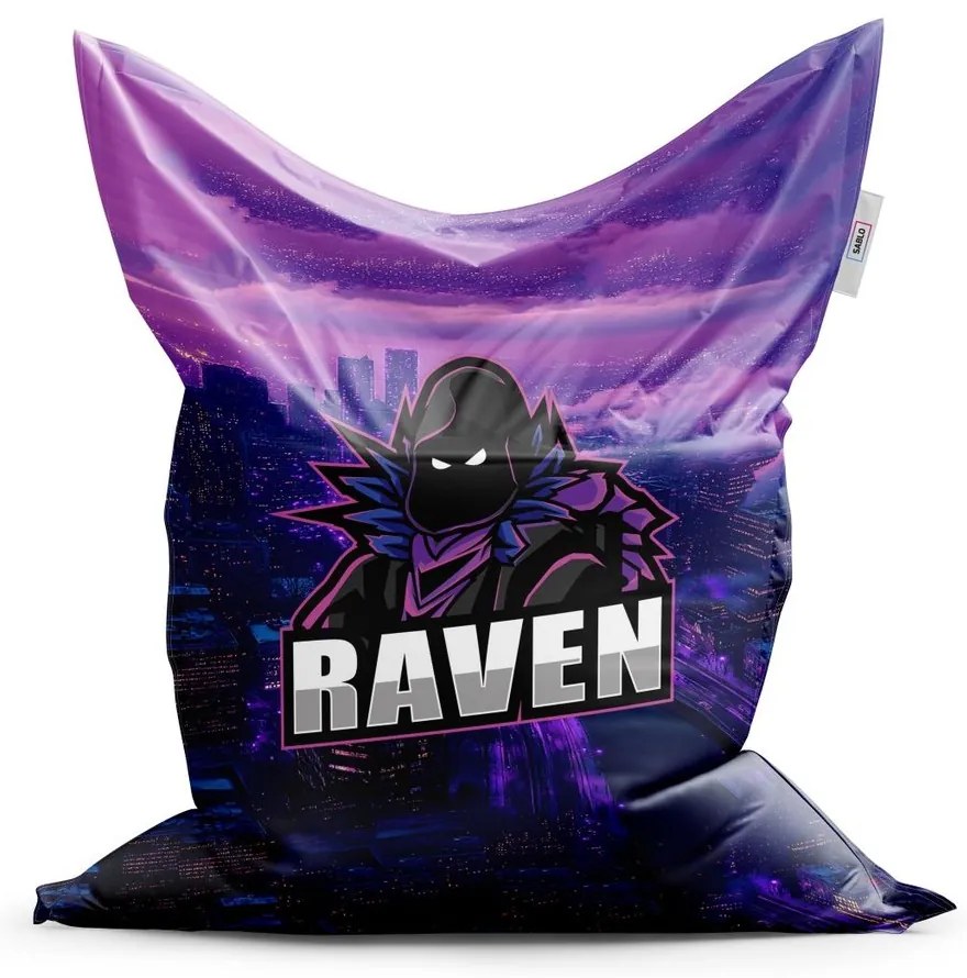 Sedací vak Classic Fortnite RAVEN steampunkové mesto - detský, fialová
