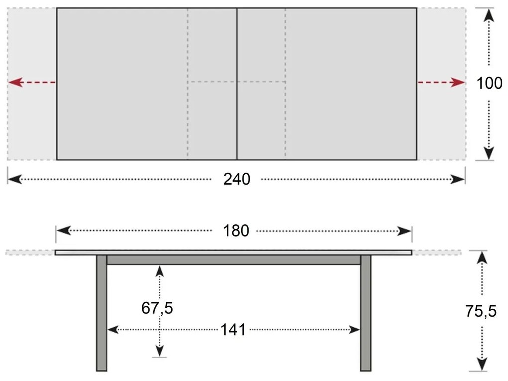 Doppler LIVORNO - záhradný rozkladací stôl 180/240 x 100 cm, hliník + sklo