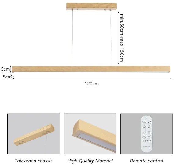 Brilagi -LED Stmievateľný luster na lanku OAK SMART LED/30W/230V Wi-Fi Tuya dub+diaľkový ovládač
