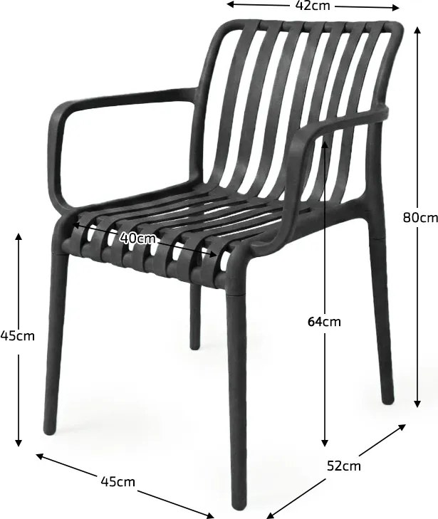Záhradný set TREGO ISLAND - 2 stoličky s opierkami a okrúhly stôl ø 60 cm, antracitová