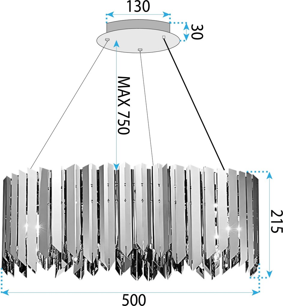 Toolight Toolight, stropná lampa 6xG9, APP1763-8CP, chrómová, OSW-09660