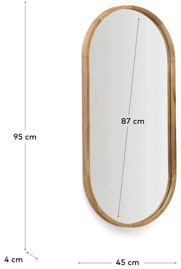 Nástenné zrkadlo s dreveným rámom 45x95 cm Magda – Kave Home
