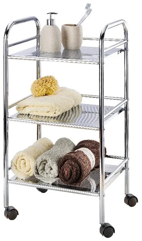 Kovový pojazdný regál v striebornej farbe 41x75 cm – Wenko